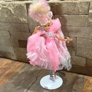 Pink Vintage Fashion Barbie Doll in Frilly Party Dress